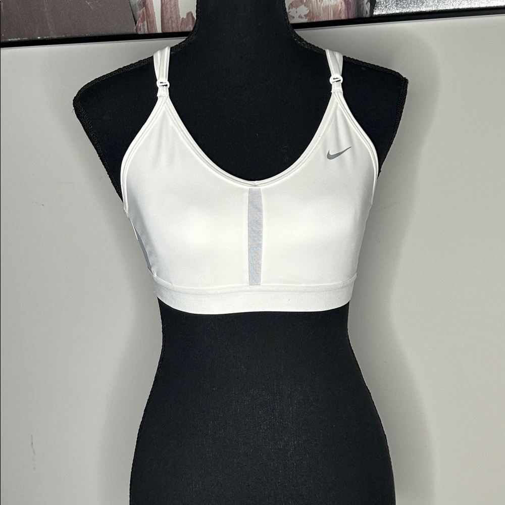 Nike Women's White Sports Bra with Subtle Gray Details
